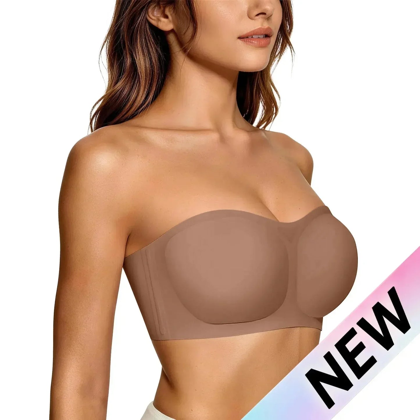 โฑ๏ธLast Day Special Price ๏ฟก7.99!!๐Womens Strapless Bras Push Up Bandeau Bra Non Slip Wireless Supportive Padded Bras Seamless Comfortable Tube Jelly Bra