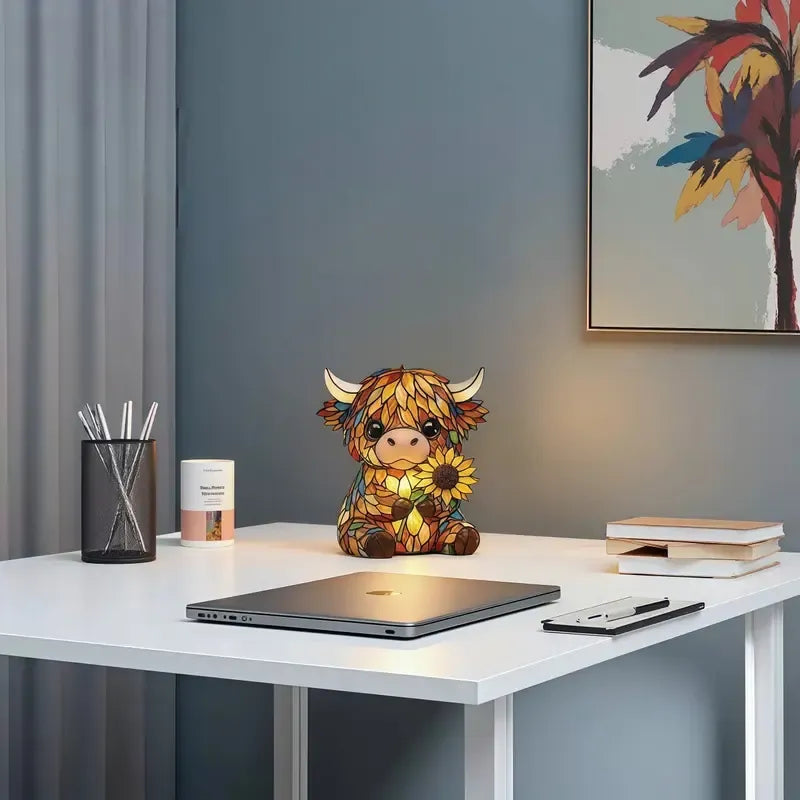 🐮Creative Highland Cow Sunflower LED Night Light