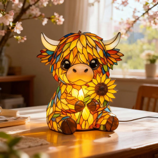 🐮Veilleuse LED créative tournesol vache des Highlands