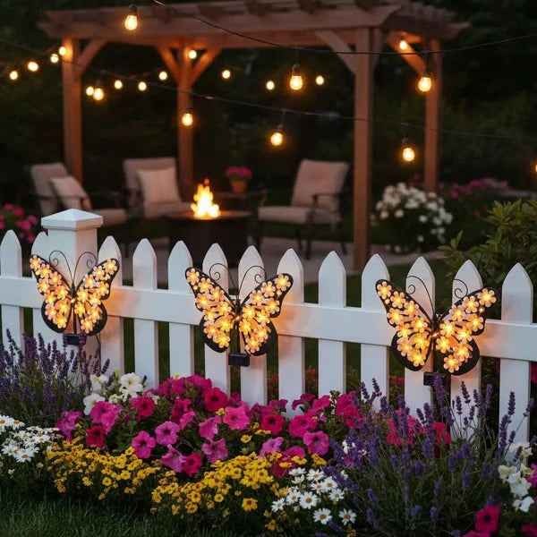 ✨Solar Lights Outdoor Metal Butterfly Wall Decor