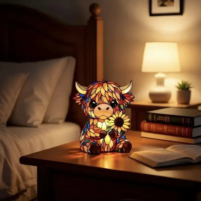 🐮Creative Highland Cow Sunflower LED Night Light