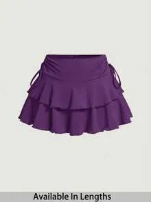 Plus Size Side Tie Layered Ruffle Mini Skirt