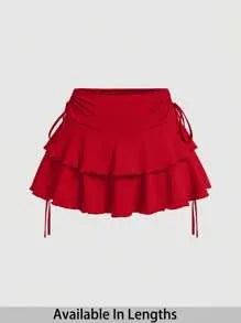 Plus Size Side Tie Layered Ruffle Mini Skirt