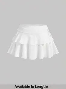 Plus Size Side Tie Layered Ruffle Mini Skirt