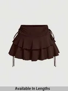 Plus Size Side Tie Layered Ruffle Mini Skirt