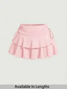 Plus Size Side Tie Layered Ruffle Mini Skirt